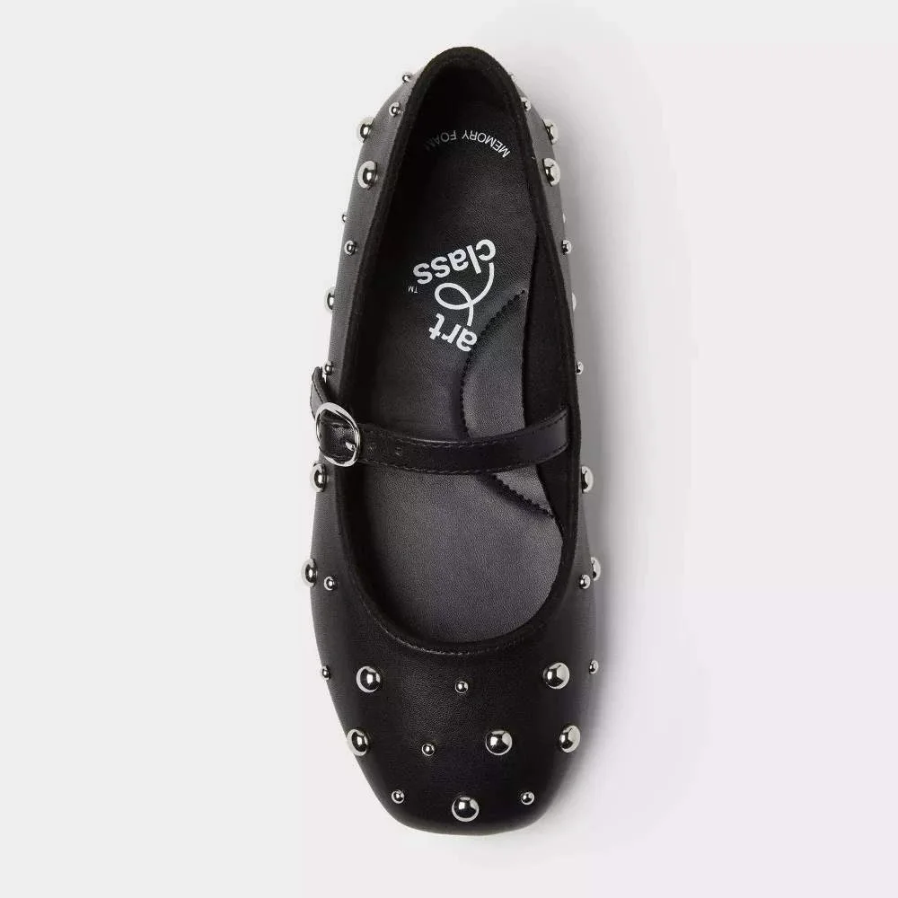 Girls Size 8 Art Class Madison Stud Ballet Flats Black New With Tags